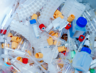 Hazardous bottles and equipment from a hospital